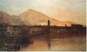 Bartolomeo Bezzi Sole cadente sul lago di Garda Spain oil painting artist